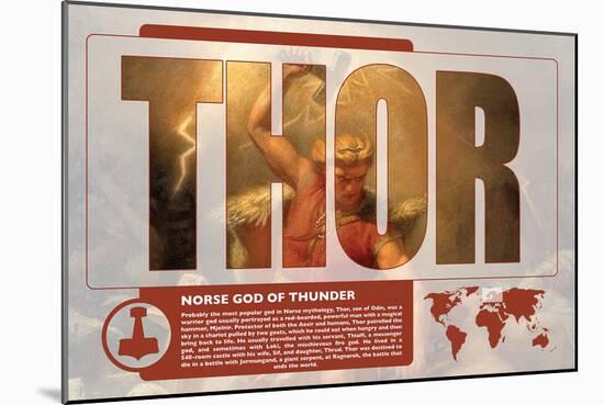 Thor World Mythology Poster-Christopher Rice-Mounted Art Print