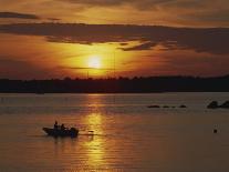 Row Boat Silhouetted over Dragso Bay at Sunset in Summer, at Karlskona, Sweden, Scandinavia, Europe-Thorne Julia-Photographic Print