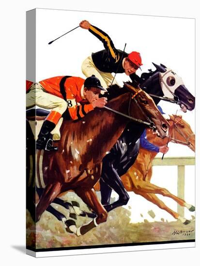 "Thoroughbred Race," Saturday Evening Post Cover, August 4, 1934-Maurice Bower-Stretched Canvas