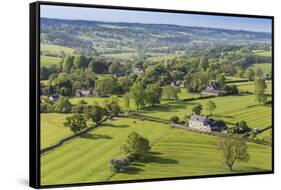Thorpe Village, Elevated View from Thorpe Cloud, Spring, Near Dovedale, Peak District-Eleanor Scriven-Framed Stretched Canvas