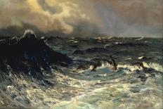 Dolphins in a Rough Sea, 1894-Thorvald Niss-Framed Stretched Canvas