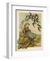 Thoughtful Girl Watches the Swallows Migrate to Warmer Climes-M. Ellen Edwards-Framed Art Print