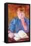 Thoughtful Reader by Cassatt-Mary Cassatt-Framed Stretched Canvas