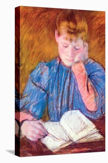 Thoughtful Reader by Cassatt-Mary Cassatt-Stretched Canvas