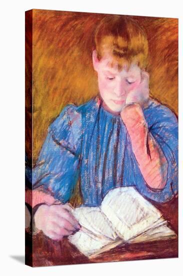 Thoughtful Reader by Cassatt-Mary Cassatt-Stretched Canvas