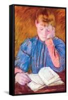 Thoughtful Reader by Cassatt-Mary Cassatt-Framed Stretched Canvas