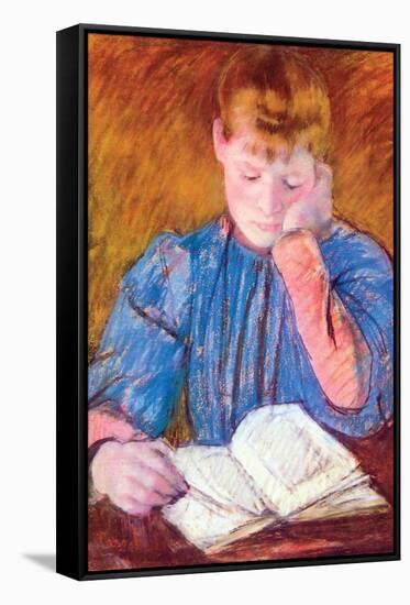 Thoughtful Reader by Cassatt-Mary Cassatt-Framed Stretched Canvas