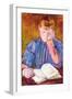 Thoughtful Reader By Cassatt-Mary Cassatt-Framed Art Print