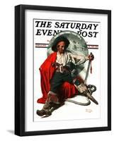 "Thoughts of Home" Saturday Evening Post Cover, June 14,1924-Norman Rockwell-Framed Giclee Print