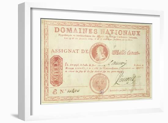 Thousand Livre Banknote with a Picture of Louis XVI-null-Framed Giclee Print