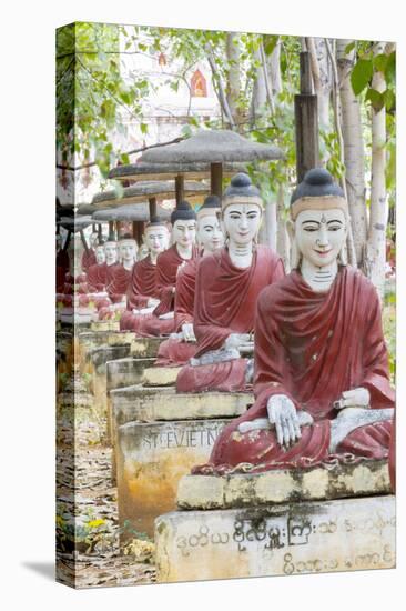 Thousands of Sitting Buddhas in Park - Maha Bodhi Ta Htaunghtaung, Myanmar-Alex Robinson-Stretched Canvas