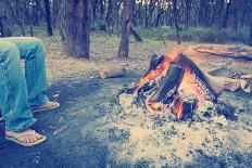 Warming Feet by Campfire Instagram Style-THPStock-Photographic Print