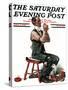 "Threading the Needle" Saturday Evening Post Cover, April 8,1922-Norman Rockwell-Stretched Canvas