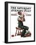 "Threading the Needle" Saturday Evening Post Cover, April 8,1922-Norman Rockwell-Framed Giclee Print