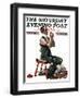 "Threading the Needle" Saturday Evening Post Cover, April 8,1922-Norman Rockwell-Framed Giclee Print