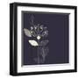 Three Abstract Lotus Flower on the Dark Purple Background Vector-Lena Livaya-Framed Art Print