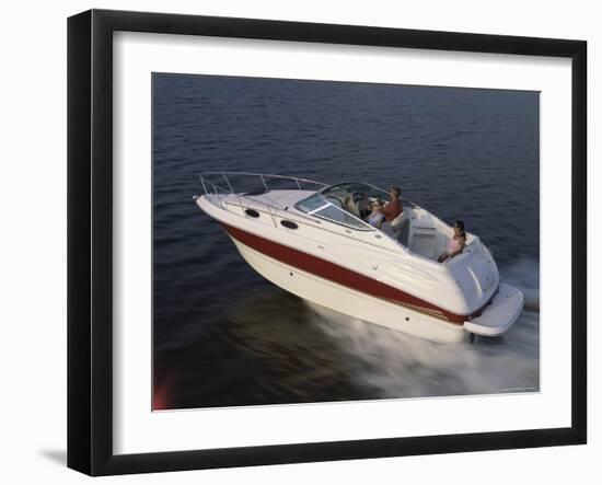 Three Adults on a Motorboat-null-Framed Photographic Print