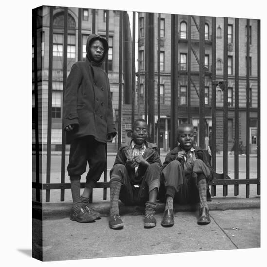 Three African American Boys in Harlem. May 1943-null-Stretched Canvas