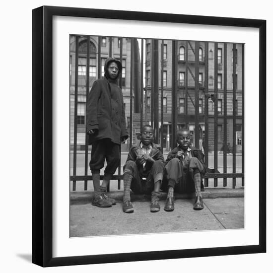 Three African American Boys in Harlem. May 1943-null-Framed Photo