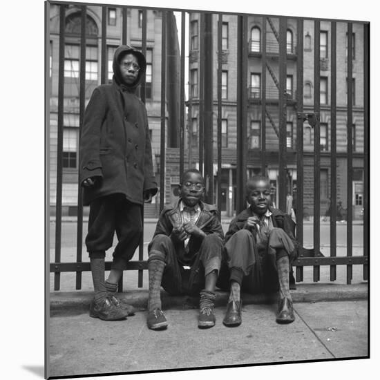 Three African American Boys in Harlem. May 1943-null-Mounted Photo