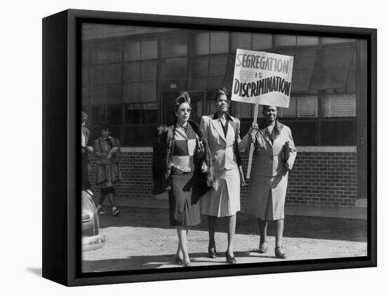 Three African American Women with Sign Reading, 'Segregation Is Discrimination'-null-Framed Stretched Canvas