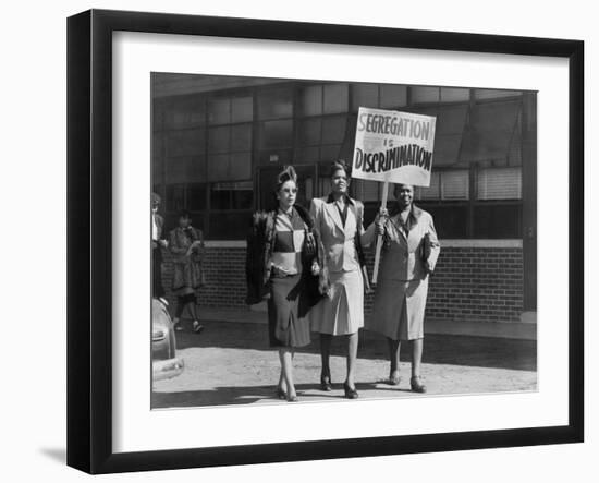 Three African American Women with Sign Reading, 'Segregation Is Discrimination'-null-Framed Photo