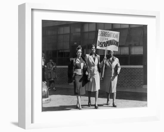 Three African American Women with Sign Reading, 'Segregation Is Discrimination'-null-Framed Photo