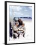 Three American Soldiers from the 1st Engineer Special Brigade Looking at Photos from Home-null-Framed Photographic Print