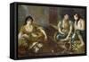 Three arab women (Study for the oil painting)-Eugene Delacroix-Framed Stretched Canvas