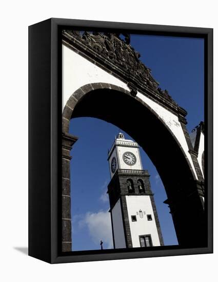 Three Arches, Symbolic Old Gates of the City, Ponta Delgada, Sao Miguel Island, Azores, Portugal-De Mann Jean-Pierre-Framed Stretched Canvas