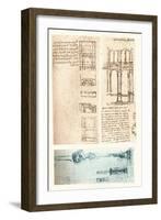 Three architectural drawings, c1472-c1519 (1883)-Leonardo Da Vinci-Framed Giclee Print