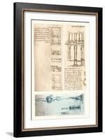 Three architectural drawings, c1472-c1519 (1883)-Leonardo Da Vinci-Framed Giclee Print