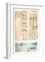 Three architectural drawings, c1472-c1519 (1883)-Leonardo Da Vinci-Framed Giclee Print