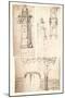 Three architectural drawings, c1472-c1519 (1883)-Leonardo Da Vinci-Mounted Giclee Print