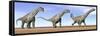 Three Argentinosaurus Dinosaurs Standing in the Desert-null-Framed Stretched Canvas