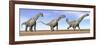 Three Argentinosaurus Dinosaurs Standing in the Desert-null-Framed Premium Giclee Print