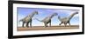 Three Argentinosaurus Dinosaurs Standing in the Desert-null-Framed Premium Giclee Print