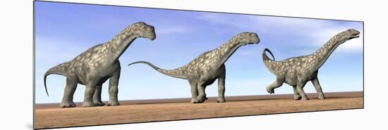 Three Argentinosaurus Dinosaurs Standing in the Desert-null-Mounted Premium Giclee Print