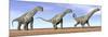 Three Argentinosaurus Dinosaurs Standing in the Desert-null-Mounted Premium Giclee Print