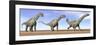 Three Argentinosaurus Dinosaurs Standing in the Desert-null-Framed Art Print