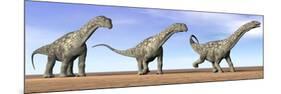 Three Argentinosaurus Dinosaurs Standing in the Desert-null-Mounted Art Print