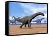 Three Argentinosaurus Dinosaurs Walking in the Desert-null-Framed Stretched Canvas