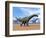 Three Argentinosaurus Dinosaurs Walking in the Desert-null-Framed Art Print