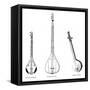 Three Asian Musical Instruments-null-Framed Stretched Canvas
