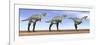 Three Aucasaurus Dinosaurs Standing in the Desert by Daylight-null-Framed Premium Giclee Print