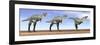 Three Aucasaurus Dinosaurs Standing in the Desert by Daylight-null-Framed Premium Giclee Print