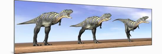 Three Aucasaurus Dinosaurs Standing in the Desert by Daylight-null-Mounted Premium Giclee Print