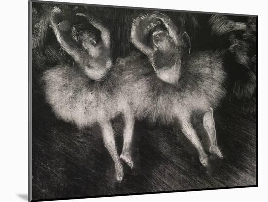 Three ballet dancers (detail). Around 1878-1880. Monotype has black ink.-Edgar Degas-Mounted Giclee Print