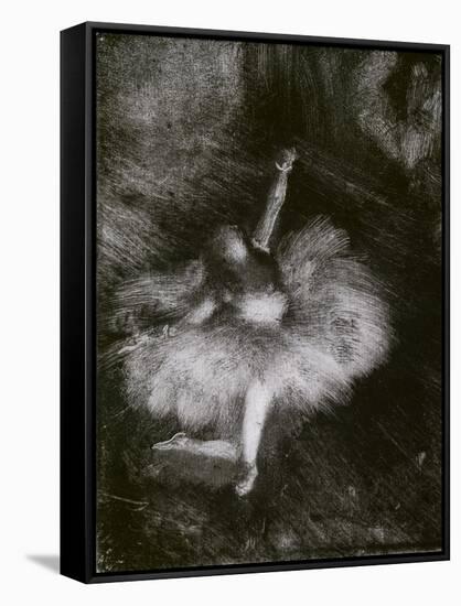 Three ballet dancers (detail). Around 1878-1880. Monotype has black ink.-Edgar Degas-Framed Stretched Canvas