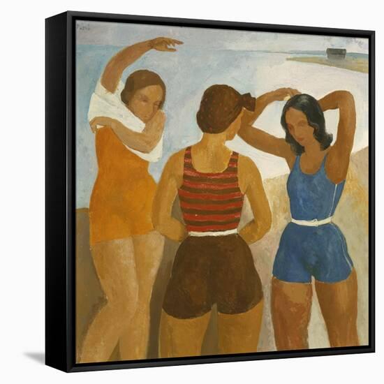 Three Bathers at Lake Balaton-Karoly Patko-Framed Stretched Canvas